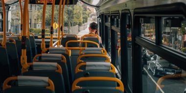 Man alone on a bus